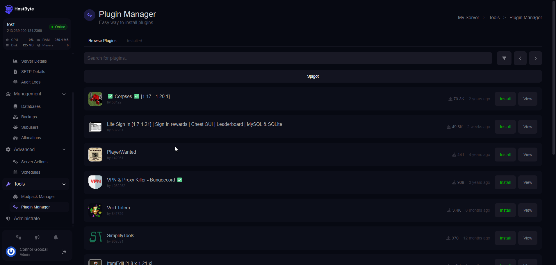 A preview of the Plugin Manager feature in the Firefly Panel