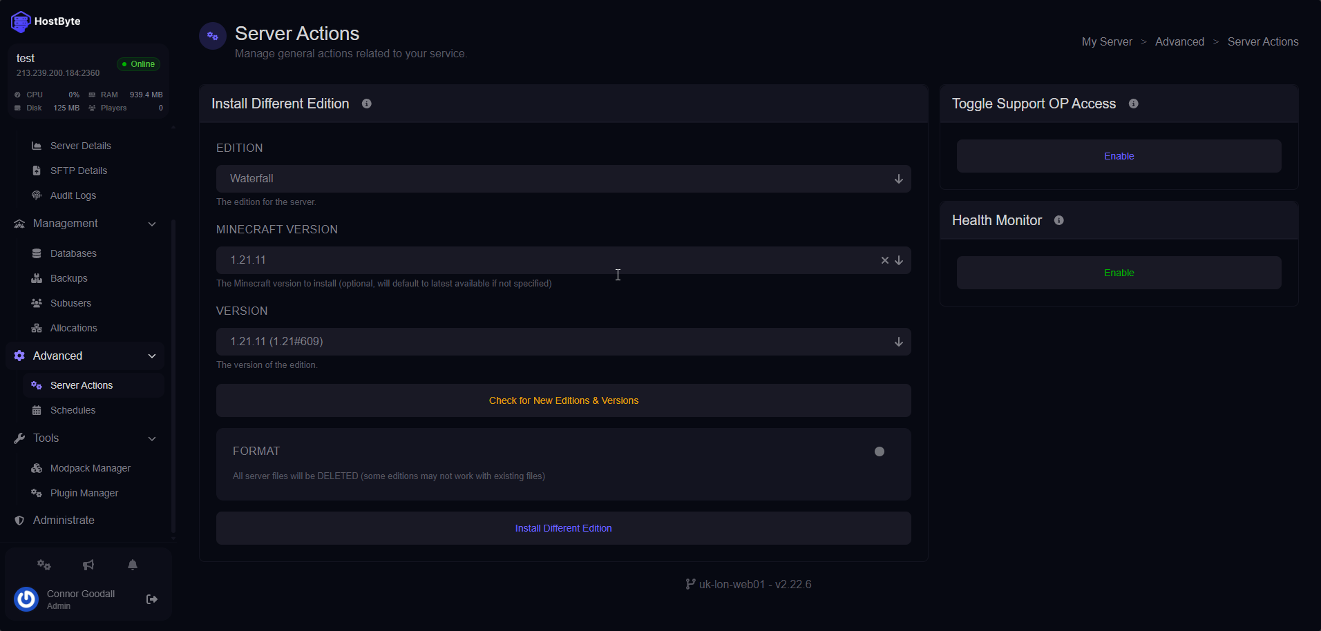 A preview of the Version Manager feature in the Firefly Panel