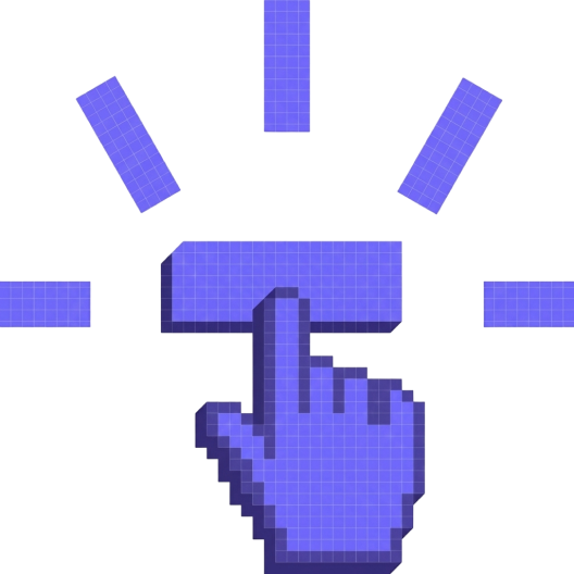 pixel hand clicking button