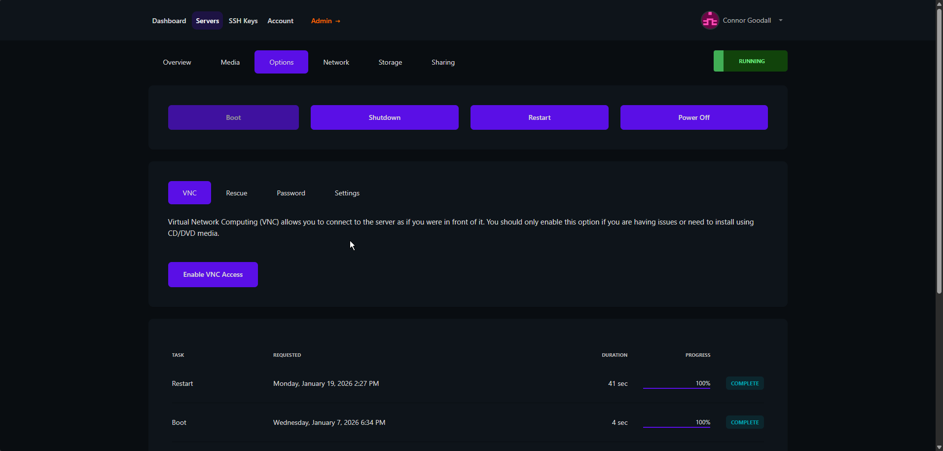 A preview of the VNC Access feature in the Firefly Panel